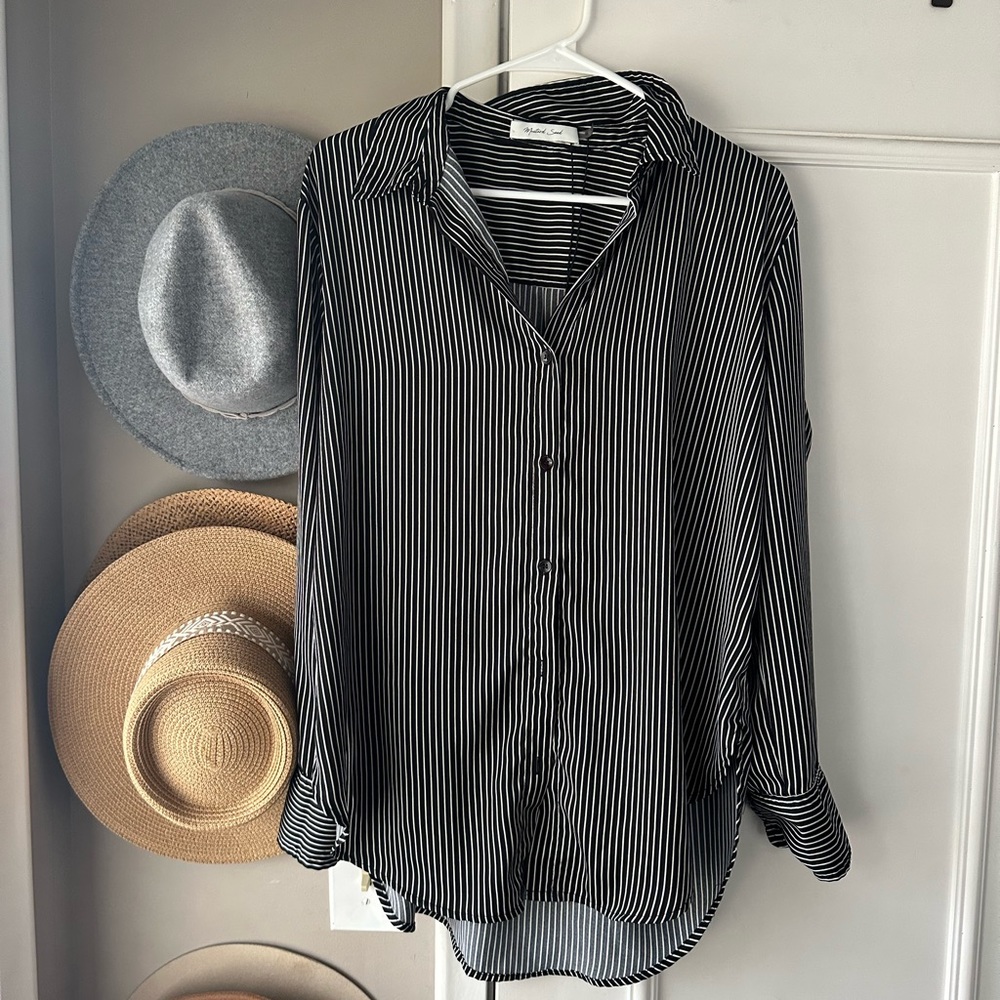 Oversized satin button down blouse